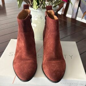 Sole Society Rust Suede Pointed Ankle Booties